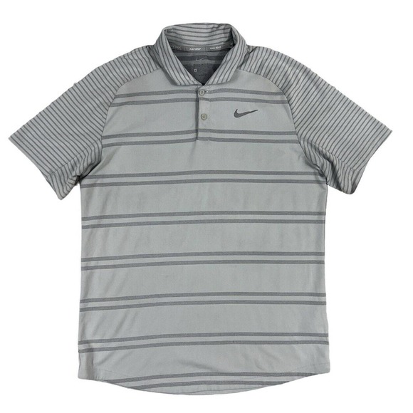 Nike Golf Zonal Cooling Tiger‎ Woods Men Gray Short Sleeve Polo Size M - Picture 1 of 7
